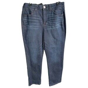 Democracy Jeans Women's Sz 14 "Ab Solution" StretchBand Waist Dark Wash Whiskers